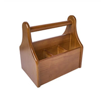 Table Caddy With Handle Brown Eco Wood Four Compartment 03104