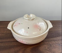 Japanese Lithium Ceramic Porcelain Pot Donabe Cooking Pot Floral 25.5cm Casserole Stew Soup Pot