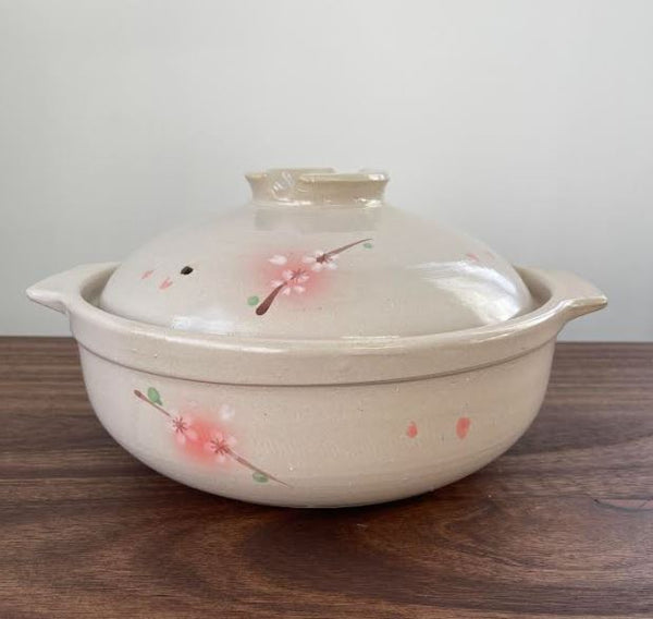 Japanese Lithium Porcelain Clay Pot Donabe Cooking Pot Floral 27.5cm POT-CLAY7