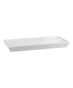 4 compartment divided dish white 