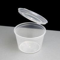 Sauce Container Round 28ml Plastic With hinged Lid Pack of 50 Containers