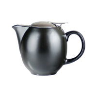 matt black ceramic teapot with strainer 360ml