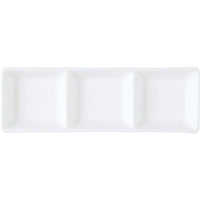 white ceramic 3 divider dish sauce and dips