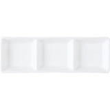 white ceramic 3 divider dish sauce and dips