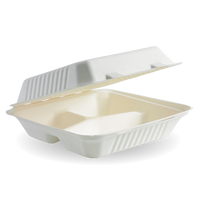 biopak biocane 3 compartment container  white 