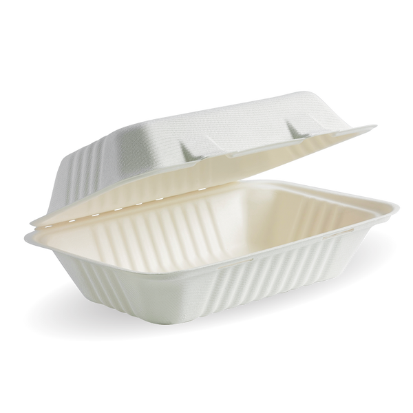 takeaway clamshell biocane 23x15x8cm white