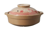 Japanese Ceramic Earthen Clay Pot Donabe Cooking  Floral 22cm Hand Made 2000ML Casserole Stew Soup