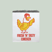 Small Chicken Printed Foil White Bag 250 Pack  170x200 + Gusset 55mm CSPR