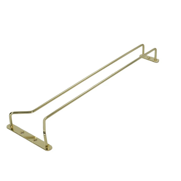 Brass Overhead Hanging Glass Rack Single Row 25cm Includes Mounting Screws