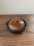 Japanese Earthen Clay Ceramic Pot Donabe Cooking Pot Black With Brown Lid 19cm Hand Made Casserole Stew Soup Pot