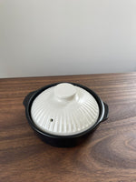 Japanese Earthen Clay Ceramic Pot Donabe Cooking Pot Black With White Lid 19cm Hand Made Casserole Stew Soup Pot