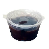 Sauce Container Round 28ml Plastic With hinged Lid Pack of 50 Containers