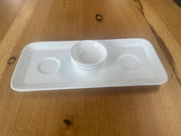 Serving Platter White  Rectangle With 3 Ramekin Sauce Dishes 29 x 13 x 1.8cm M1321