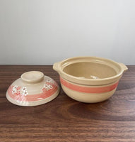 Japanese Ceramic Earthen Clay Pot Donabe Cooking  Floral 22cm Hand Made 2000ML Casserole Stew Soup