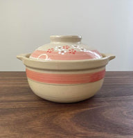 Japanese Ceramic Earthen Clay Pot Donabe Cooking  Floral 22cm Hand Made 2000ML Casserole Stew Soup