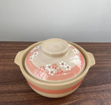 Japanese Ceramic Earthen Clay Pot Donabe Cooking  Floral 22cm Hand Made 2000ML Casserole Stew Soup