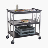 Foldable 3 tier trolley on wheels