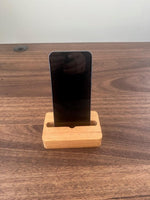 Desktop Dock For Mobile Phone & Business Card Holder Timber  12cmx7.5cmx3cm