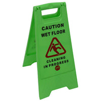 caution wet floor sign fluro green cleaning in progress