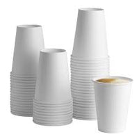 Disposable White Paper Takeaway Hot or Cold Drinking Cup Single Wall Sleeve 50 Cups