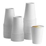 Disposable White Paper Takeaway Hot or Cold Drinking Cup Single Wall Sleeve 50 Cups