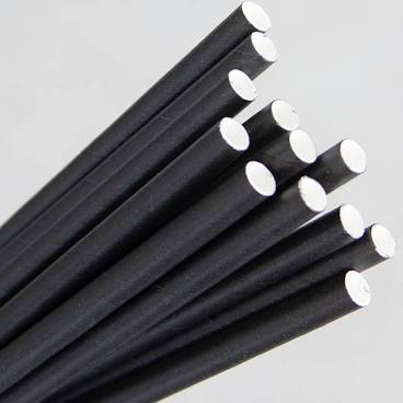 Cocktail Drinking Straws Paper Black Box 2500  135mm x 6mm