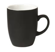 black drinking mug 330ml black with handle 