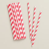 Regular Long Drinking Straw Red & White Paper Disposable Bx 2500 Straws 200mmx6mm